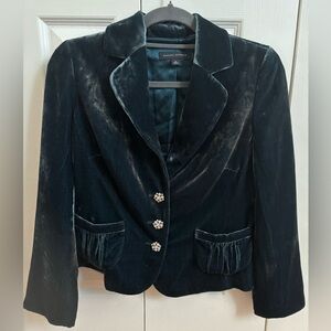 Banana Republic Dark Teal Green  Soft Rayon/ Silk Velvet Blazer Jacket